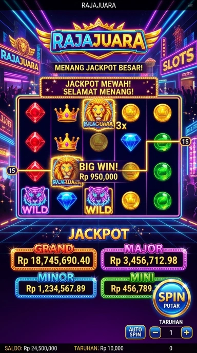 Tampilan aplikasi rajajuara dengan antarmuka yang sederhana.